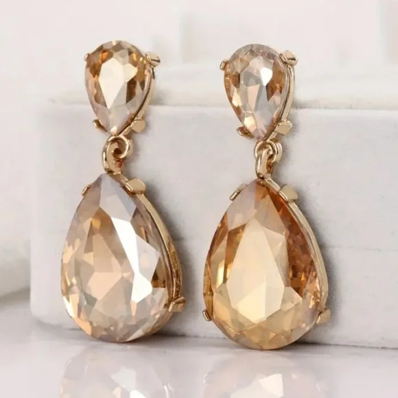 Vintage Inspired Teardrop Gemstone Earrings. New. - Picture 1 of 4